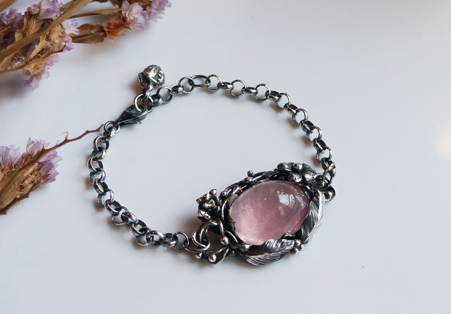 Rose Quartz|星光粉晶 手工花園系手鏈