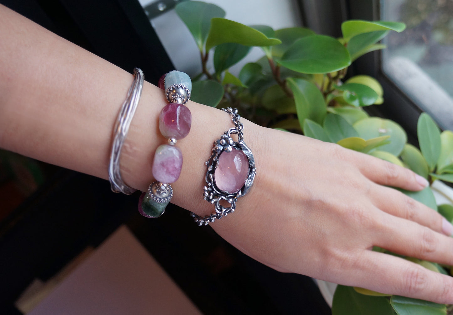 Rose Quartz|星光粉晶 手工花園系手鏈