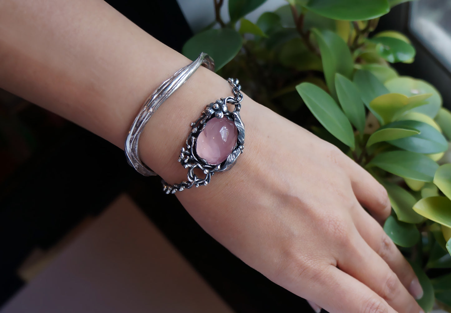 Rose Quartz|星光粉晶 手工花園系手鏈