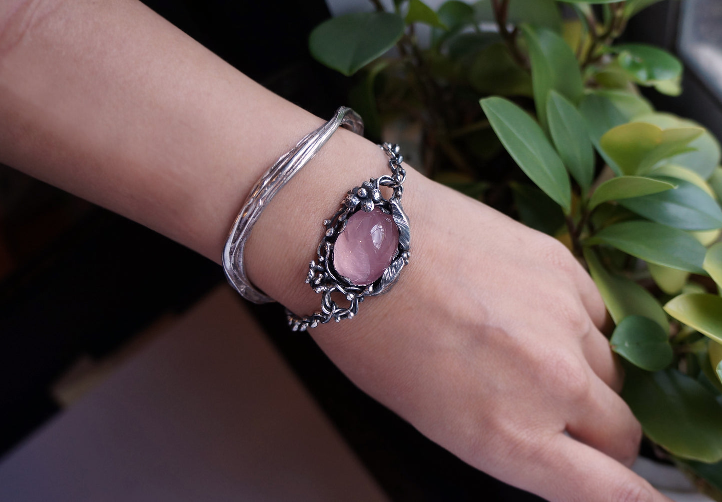 Rose Quartz|星光粉晶 手工花園系手鏈