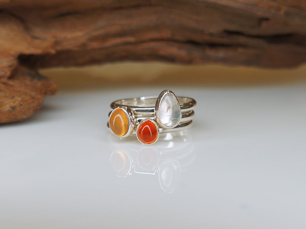 三圈造型 火蛋白純銀戒指