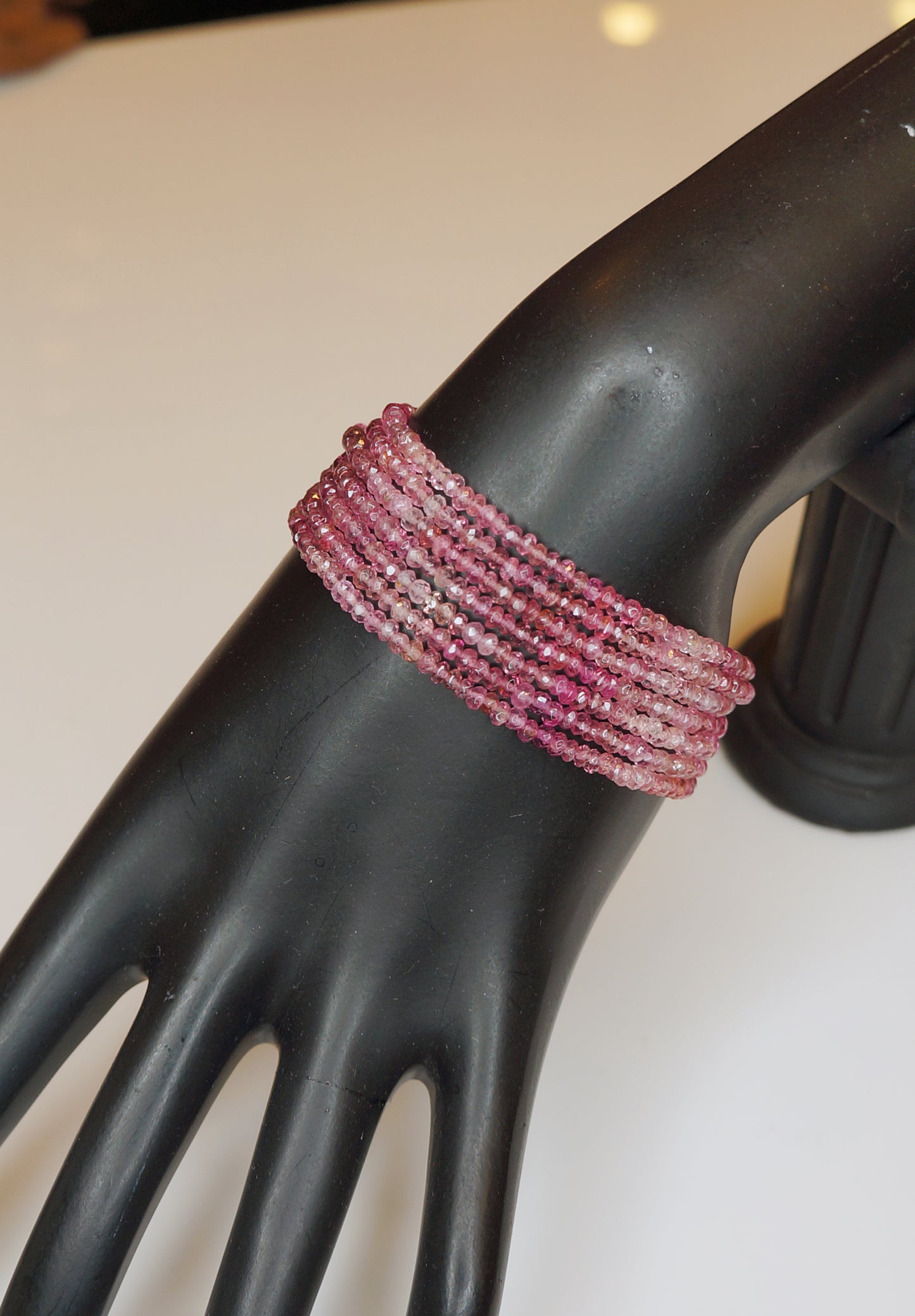 清秀佳人|閃亮切面粉碧璽手鍊