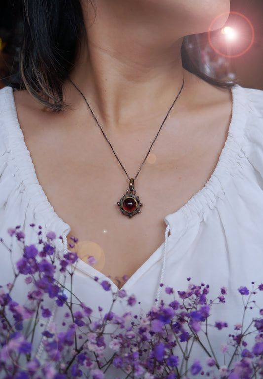 石榴石｜GARNET-雙色金手工墜