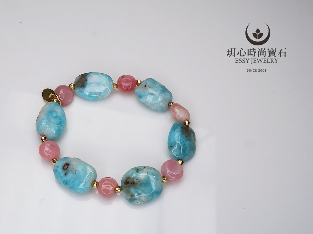 個性原礦 拉利瑪/粉蛋白石 手環