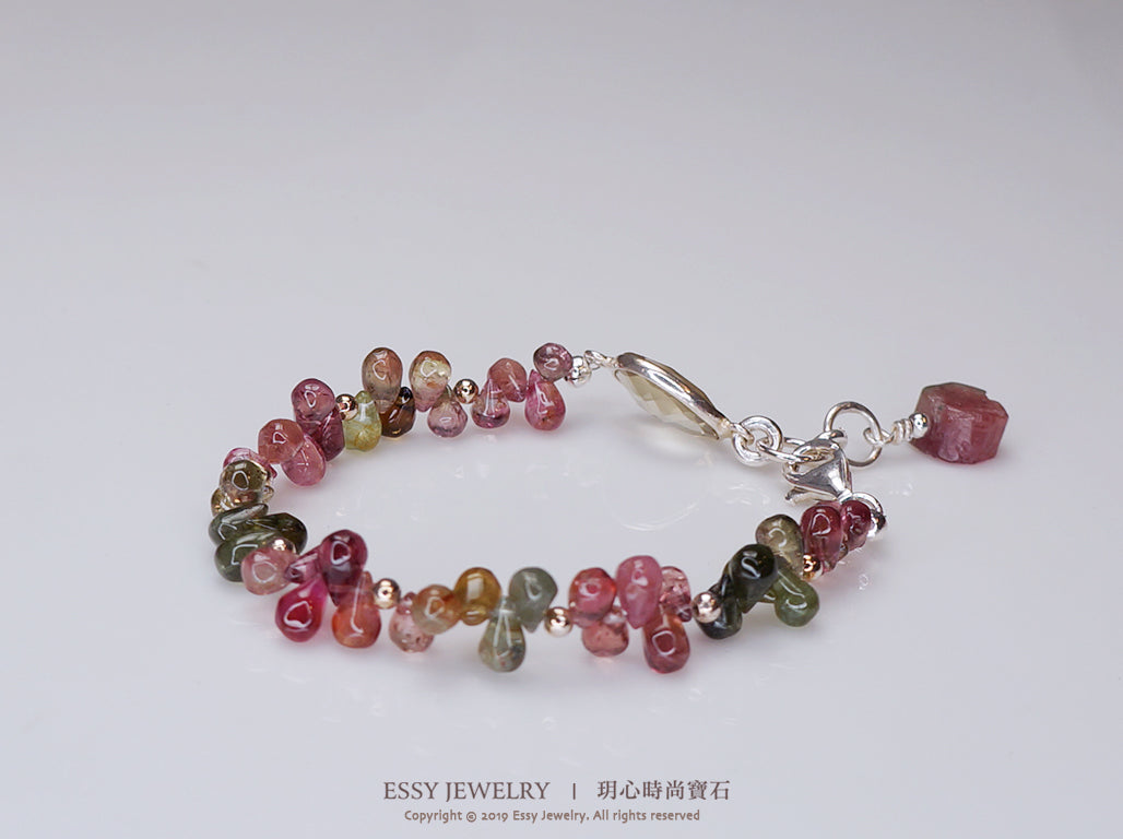 光面胖水滴碧璽手鍊 B053004