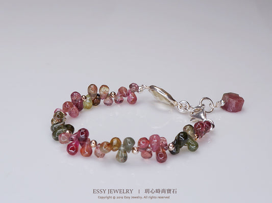 光面胖水滴碧璽手鍊 B053004