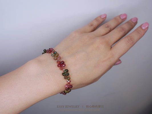 光面胖水滴碧璽手鍊 B053004