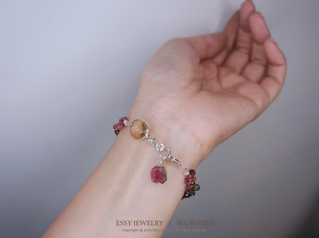 光面胖水滴碧璽手鍊 B053004