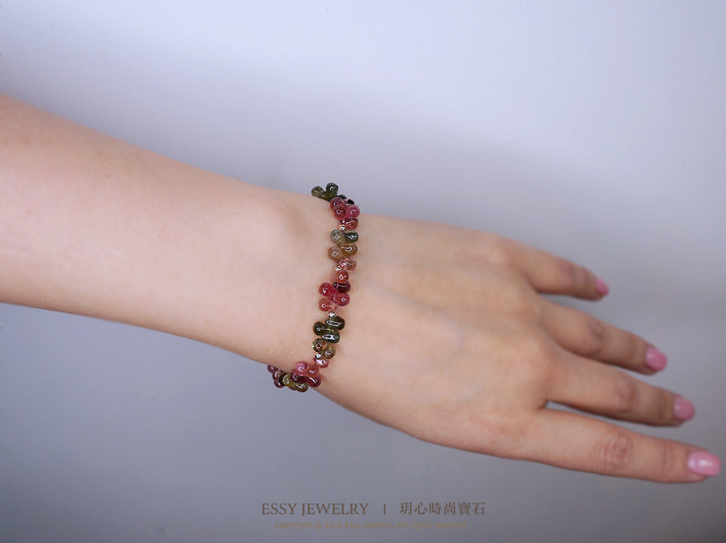 光面胖水滴碧璽手鍊 B053004