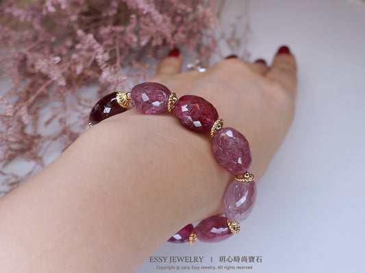 大寶石切面｜高品質全紅碧璽手鍊