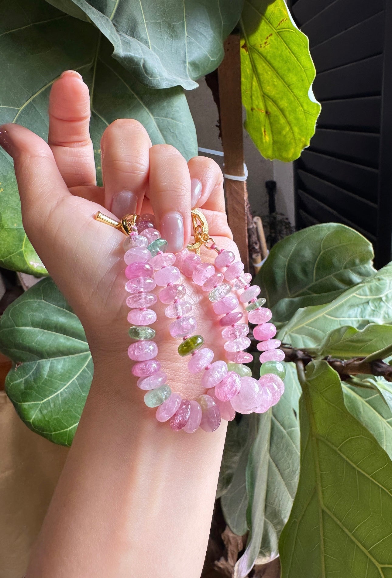 清新優雅｜阿富汗粉碧塔珠手鍊 E101603