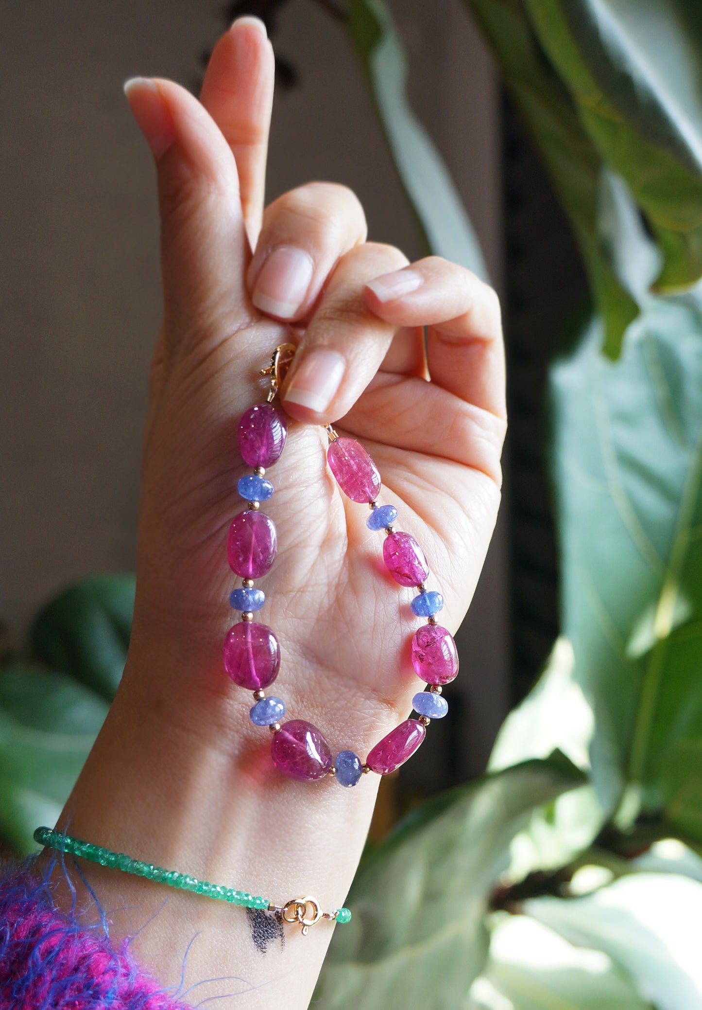 高品質｜貴氣紅寶碧璽/丹泉石 手環 C010901