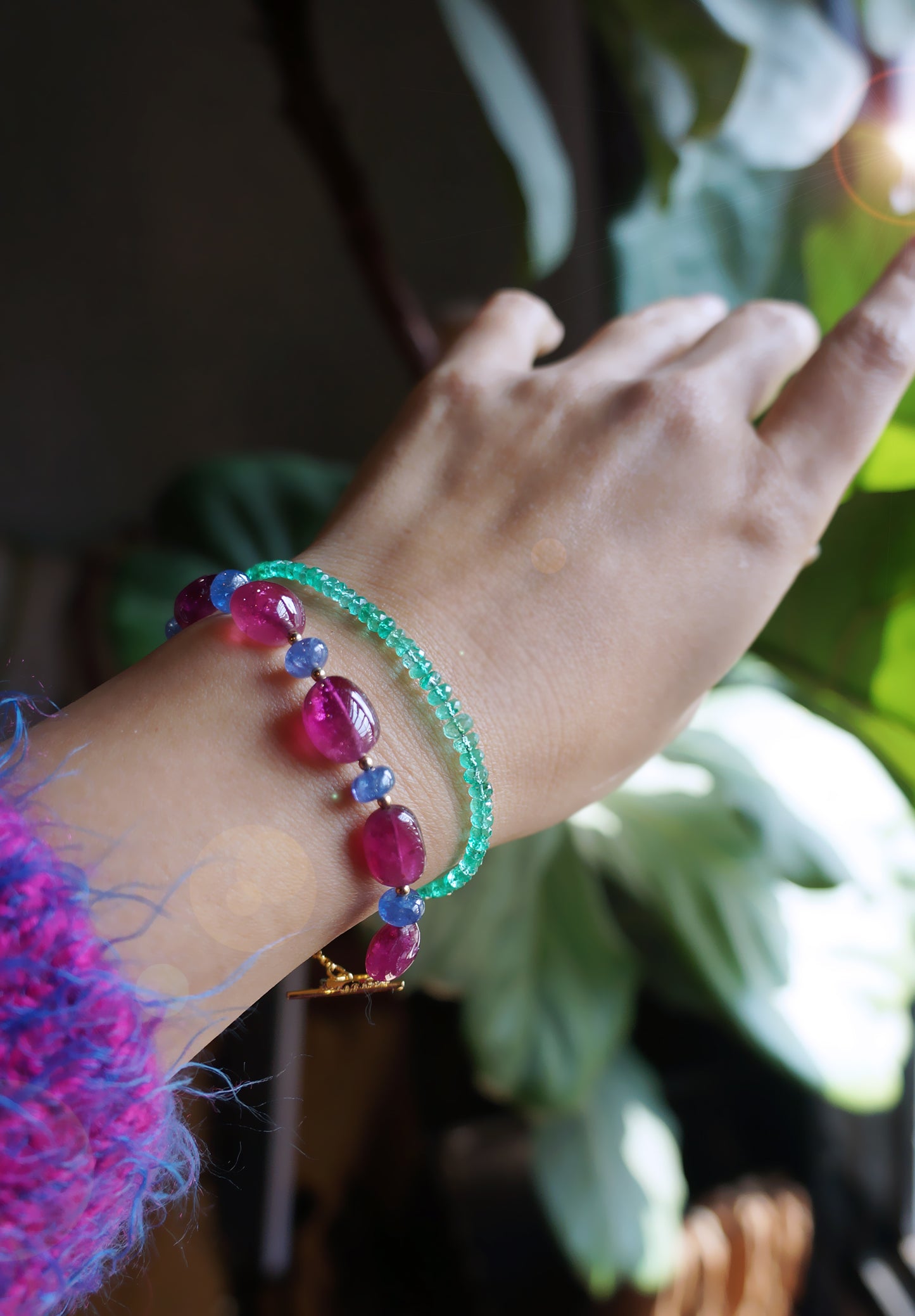 高品質｜貴氣紅寶碧璽/丹泉石 手環 C010901