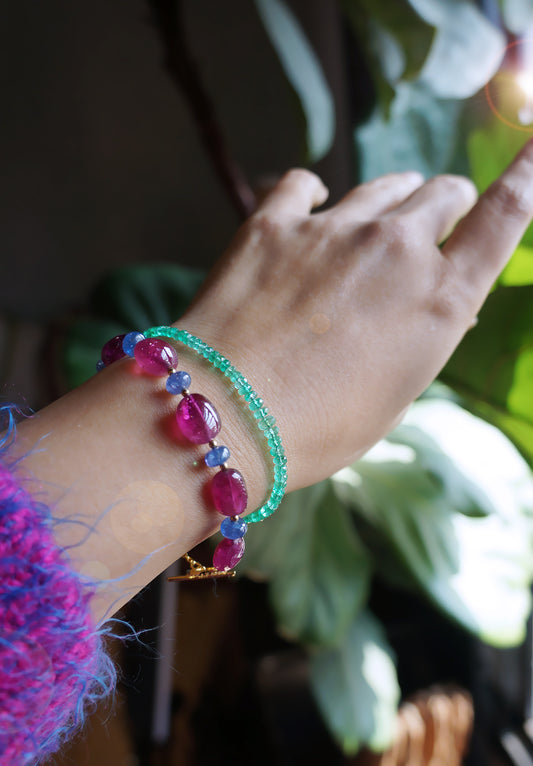 高品質｜貴氣紅寶碧璽/丹泉石 手環 C010901