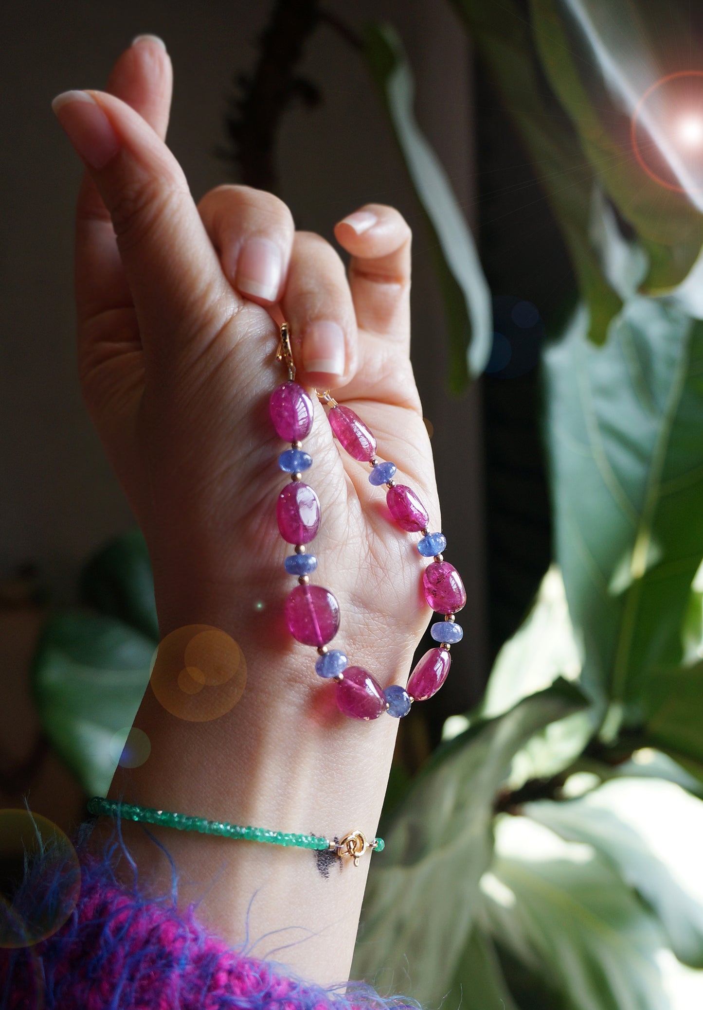 高品質｜貴氣紅寶碧璽/丹泉石 手環 C010901