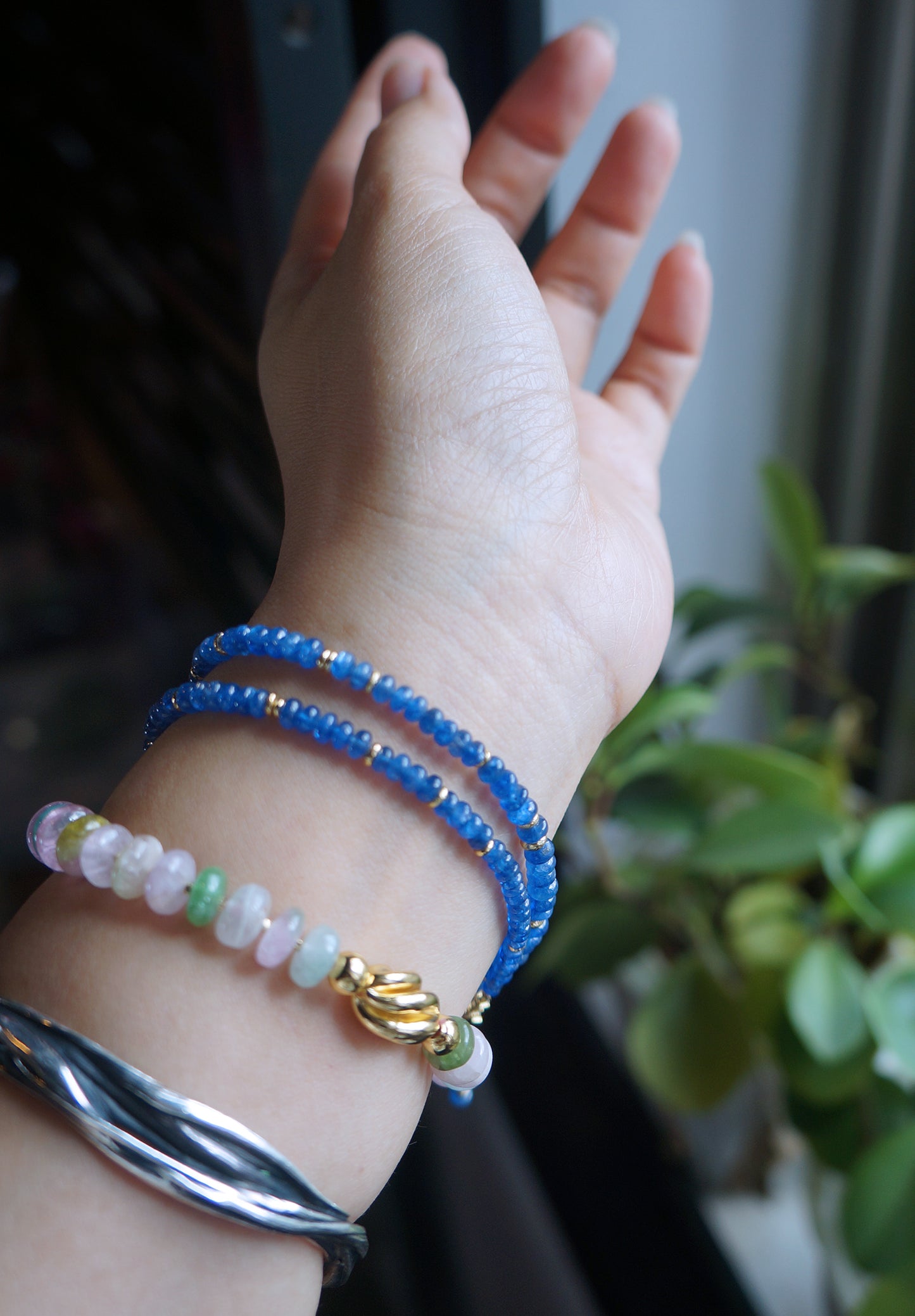 高品質 經典優雅｜藍寶石塔珠 短項鍊