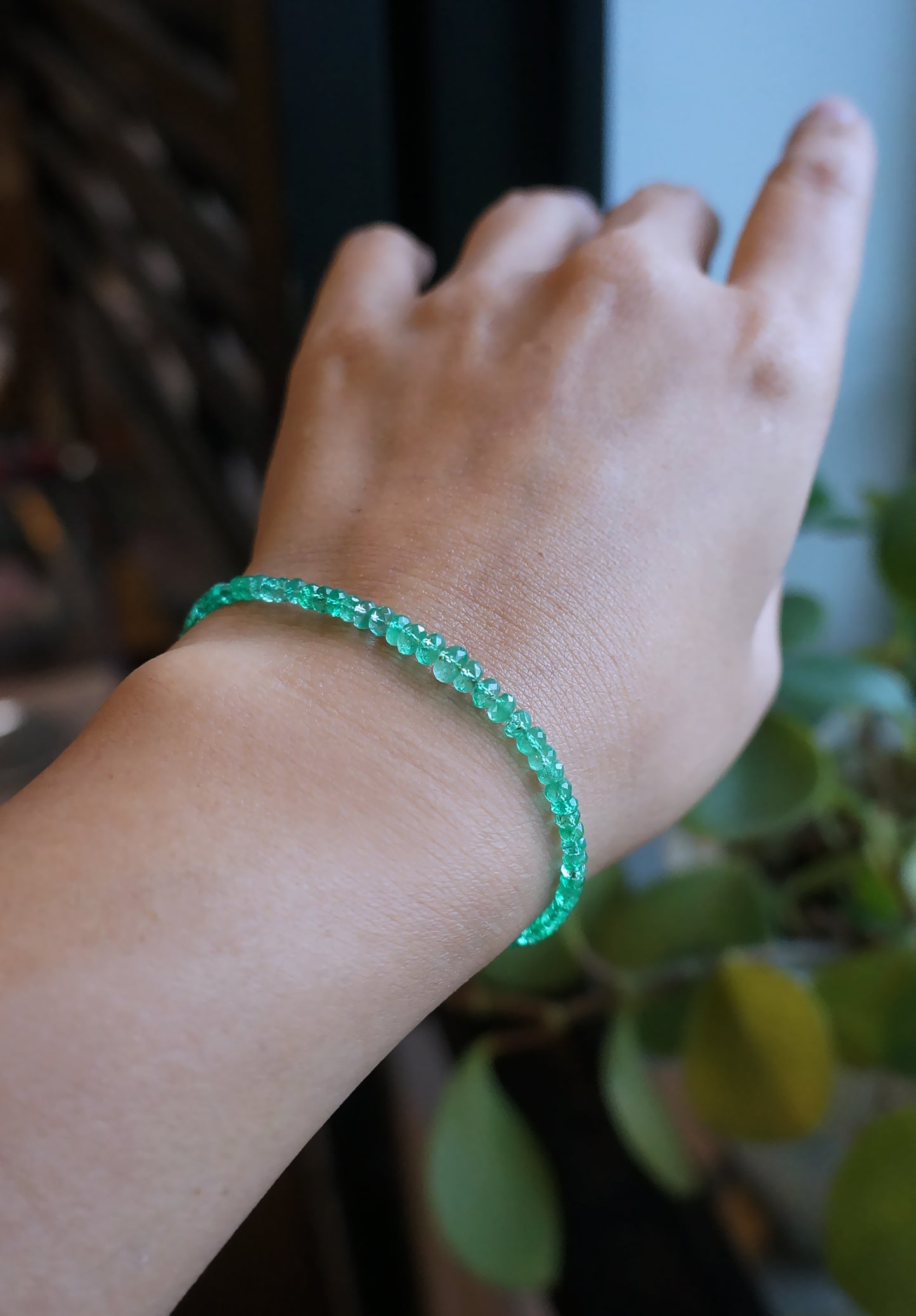 高品質｜哥倫比亞祖母綠細切手鏈 E111804