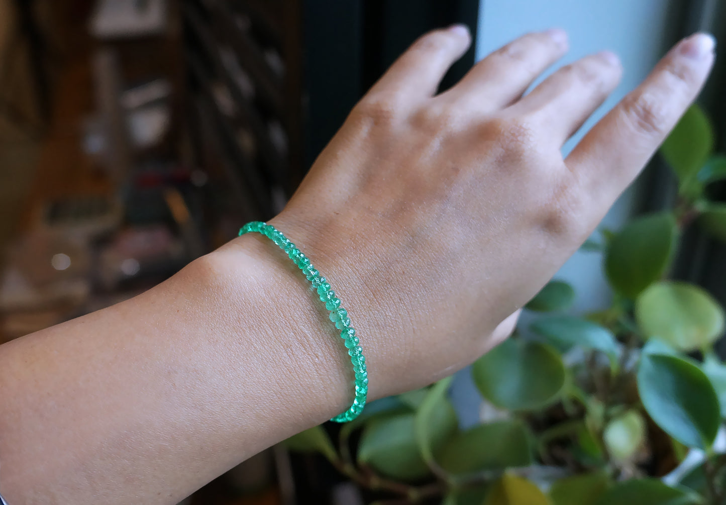 高品質｜哥倫比亞祖母綠細切手鏈 E111804