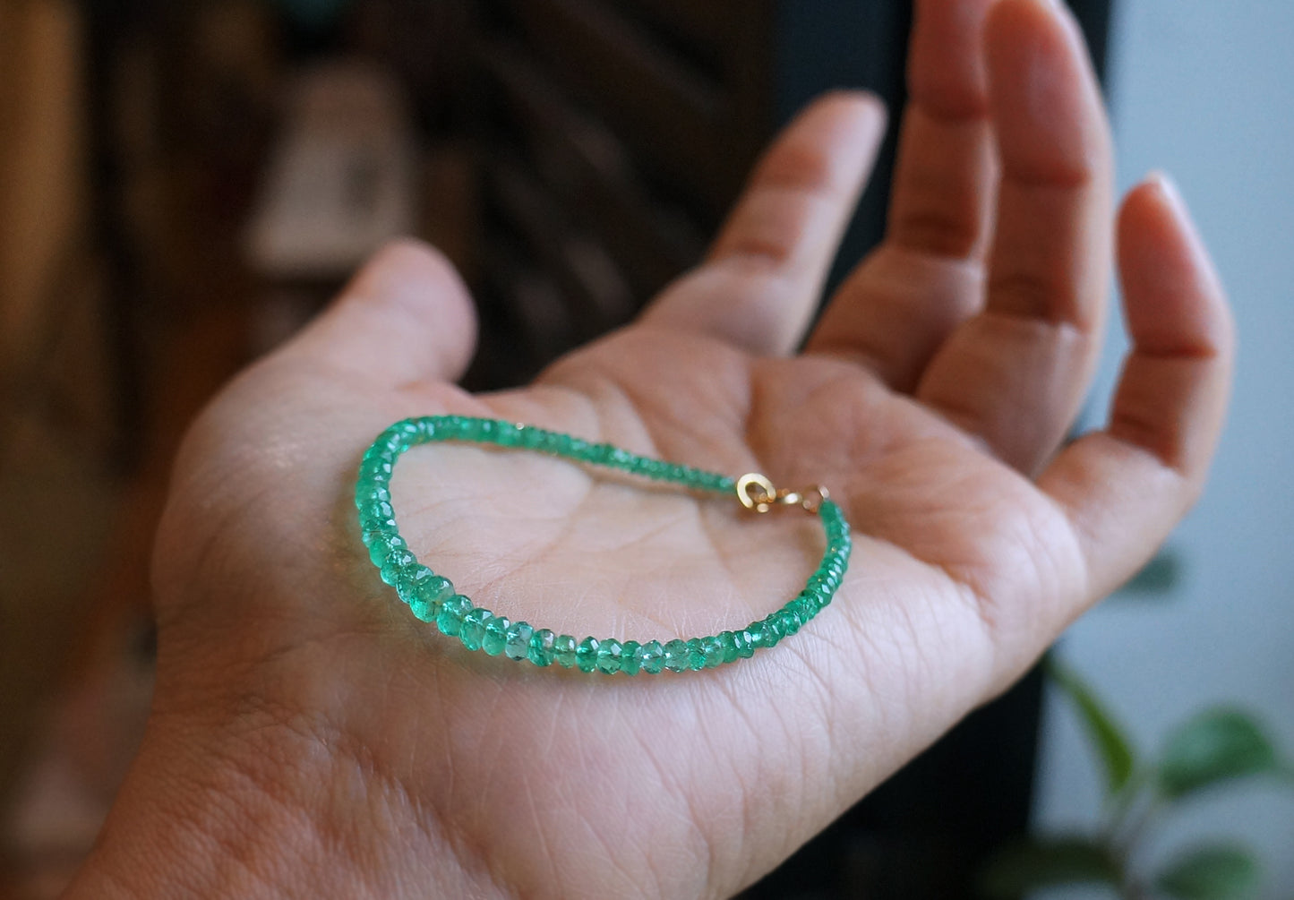 高品質｜哥倫比亞祖母綠細切手鏈 E111804