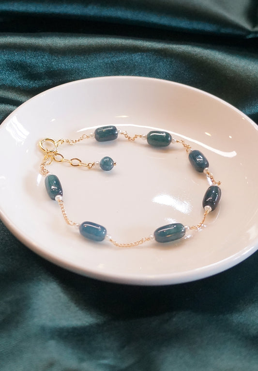 深藍碧璽小柱狀14K注金手鏈  C032404