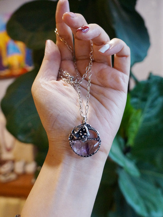 手工花藤墜｜紫幻影水晶