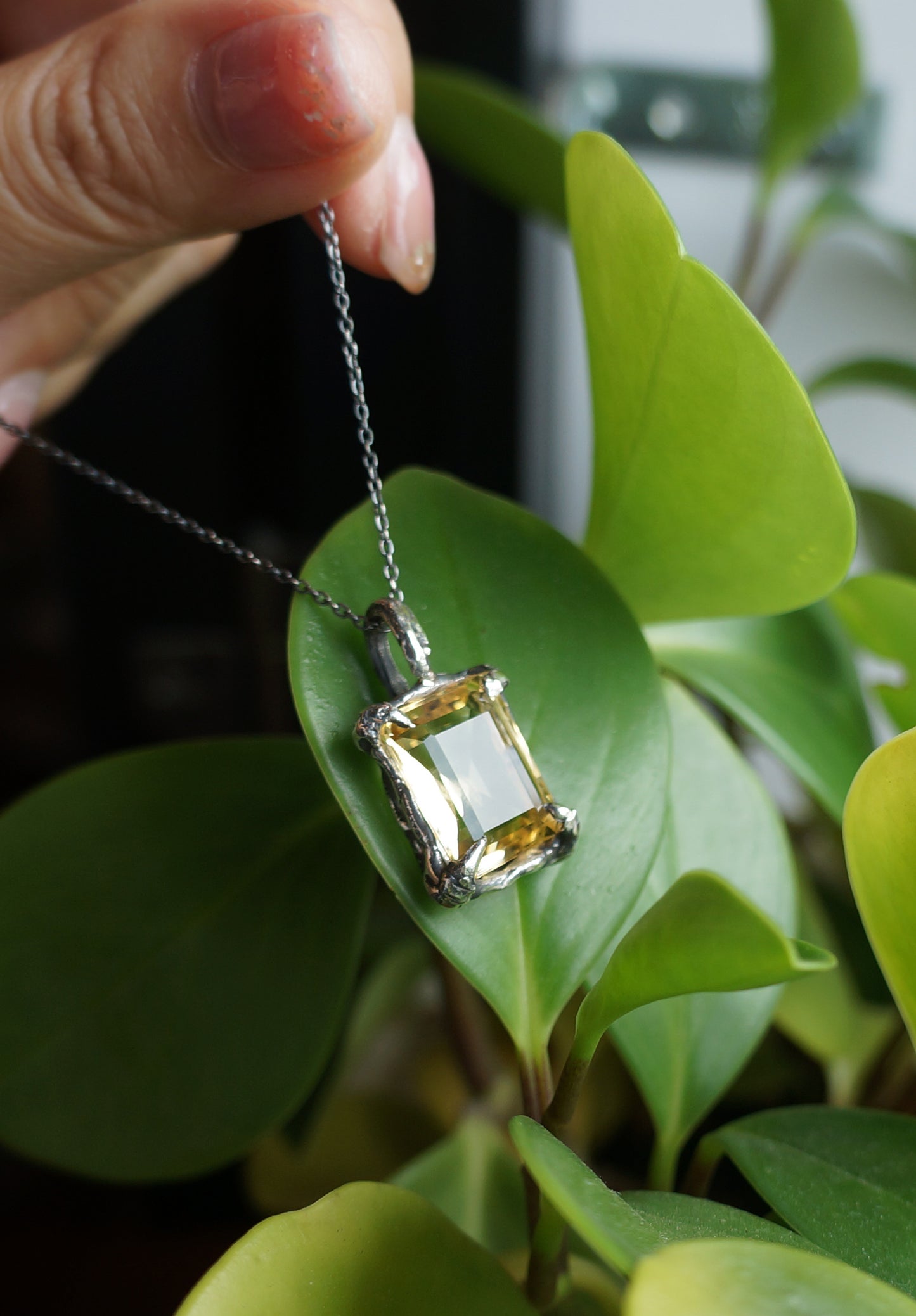 黃水晶｜手工寶石純銀墜