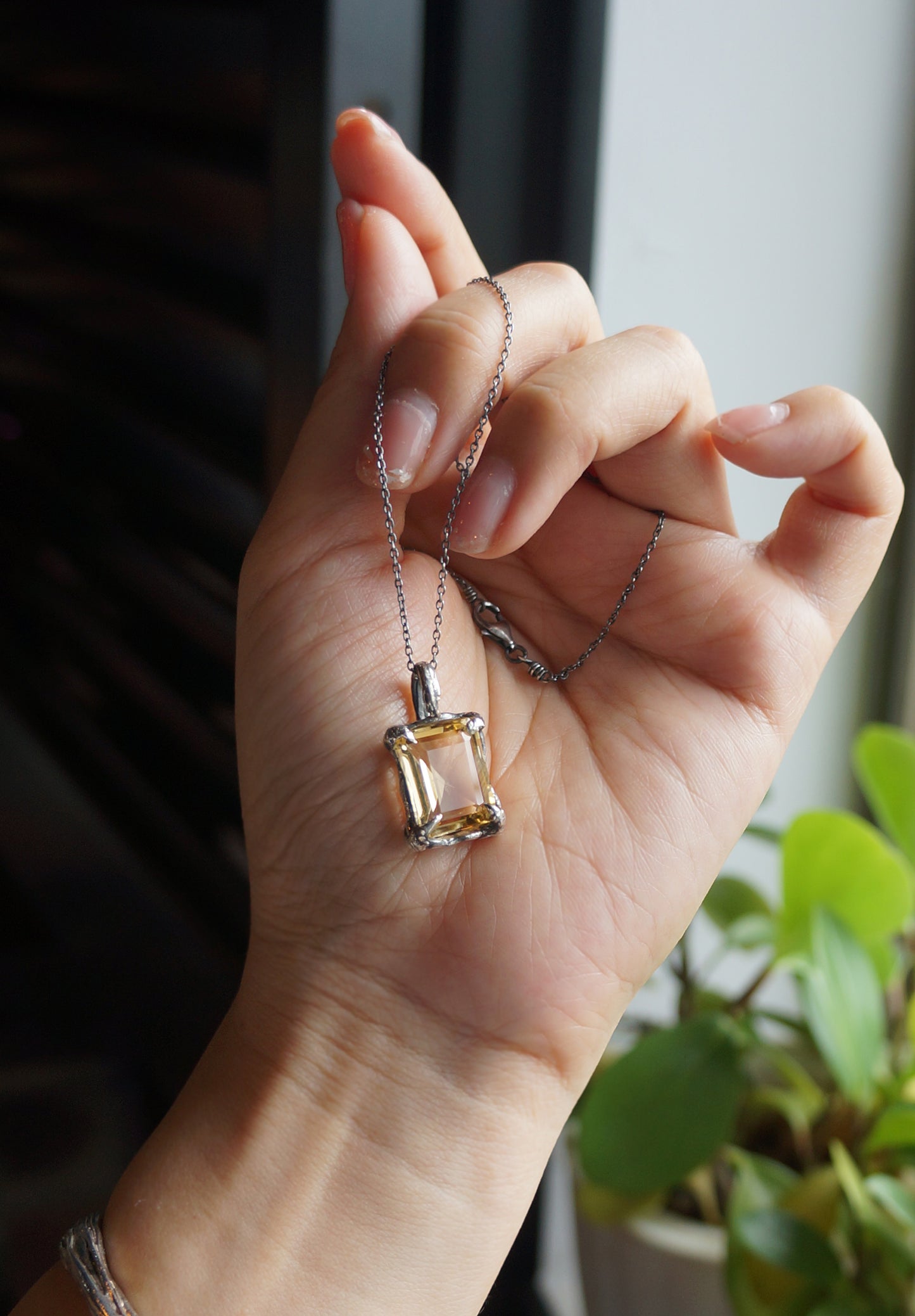 黃水晶｜手工寶石純銀墜
