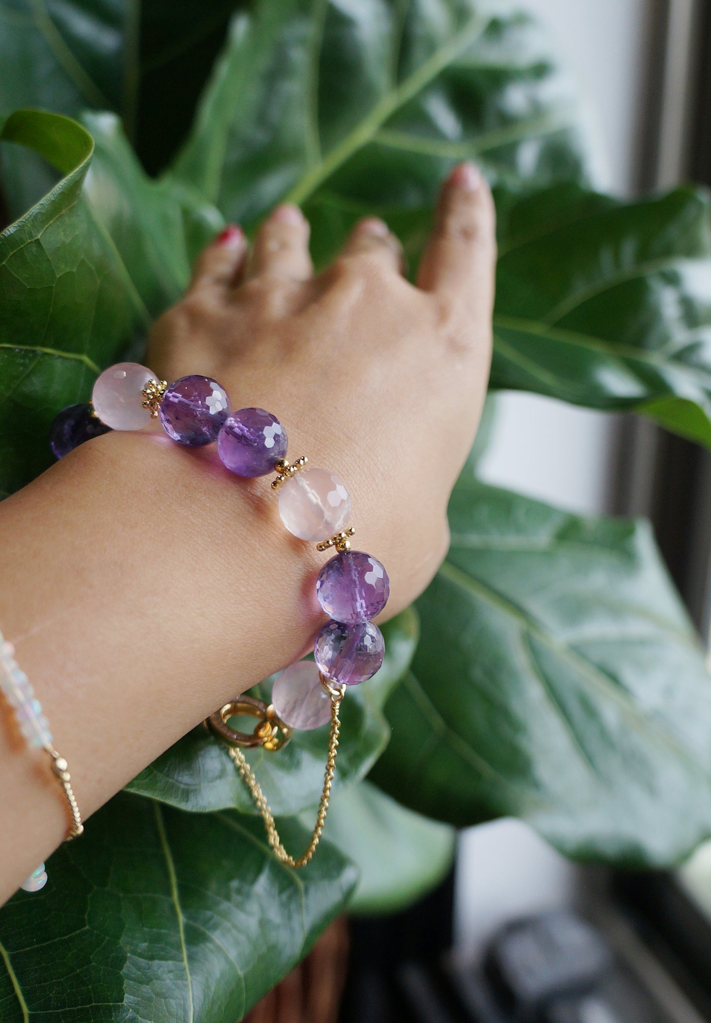 Amethyst ｜紫水晶閃亮切面圓手珠