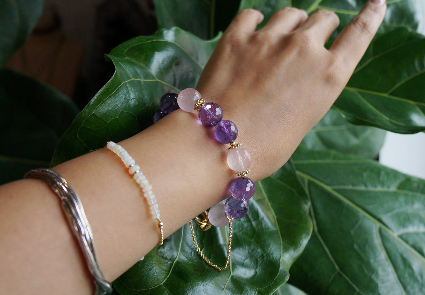 Amethyst ｜紫水晶閃亮切面圓手珠