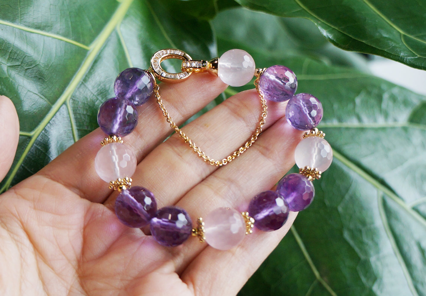Amethyst ｜紫水晶閃亮切面圓手珠