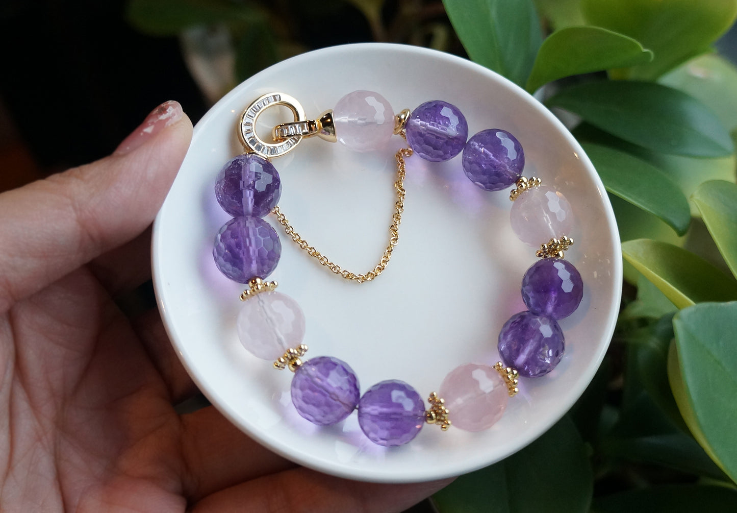 Amethyst ｜紫水晶閃亮切面圓手珠