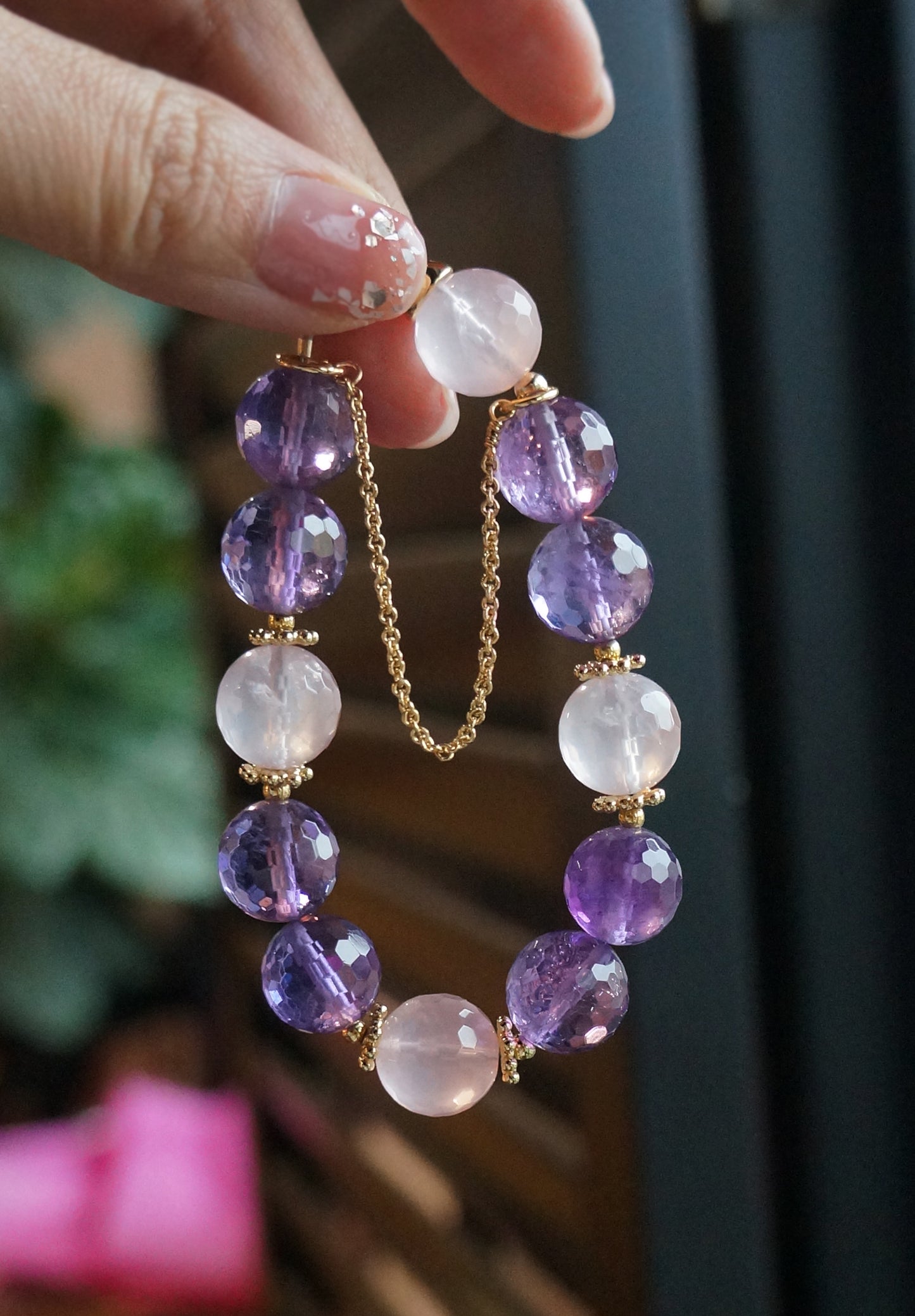 Amethyst ｜紫水晶閃亮切面圓手珠