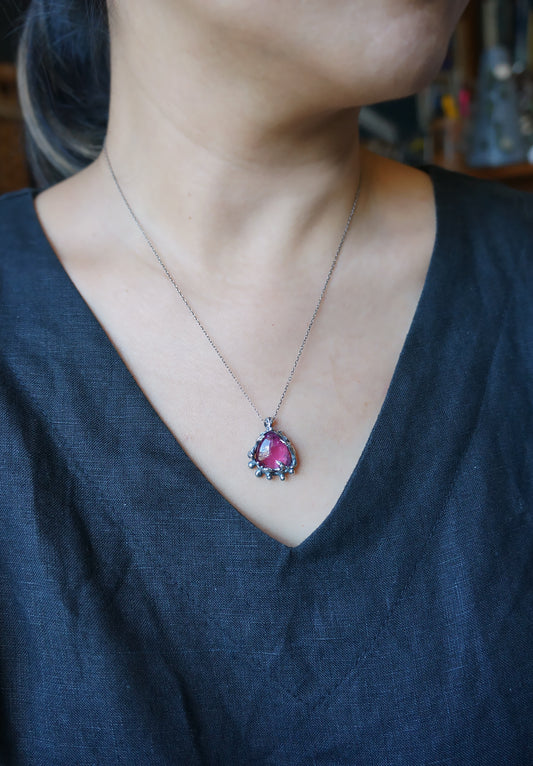 Rubellite ｜ 紅寶碧璽 手工銀墜