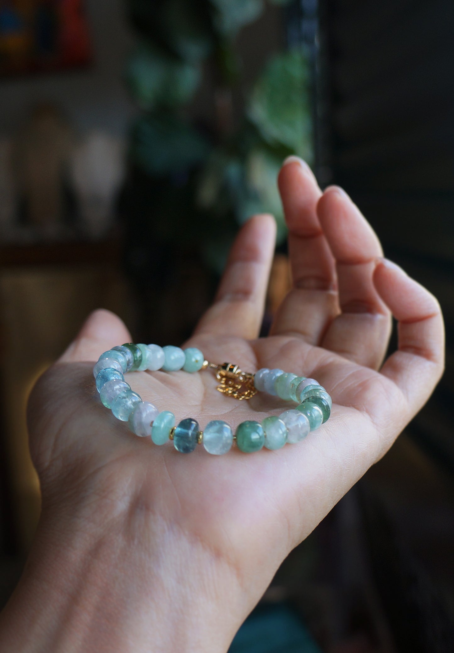 清新優雅｜阿富汗藍綠碧塔珠手鍊 E101601