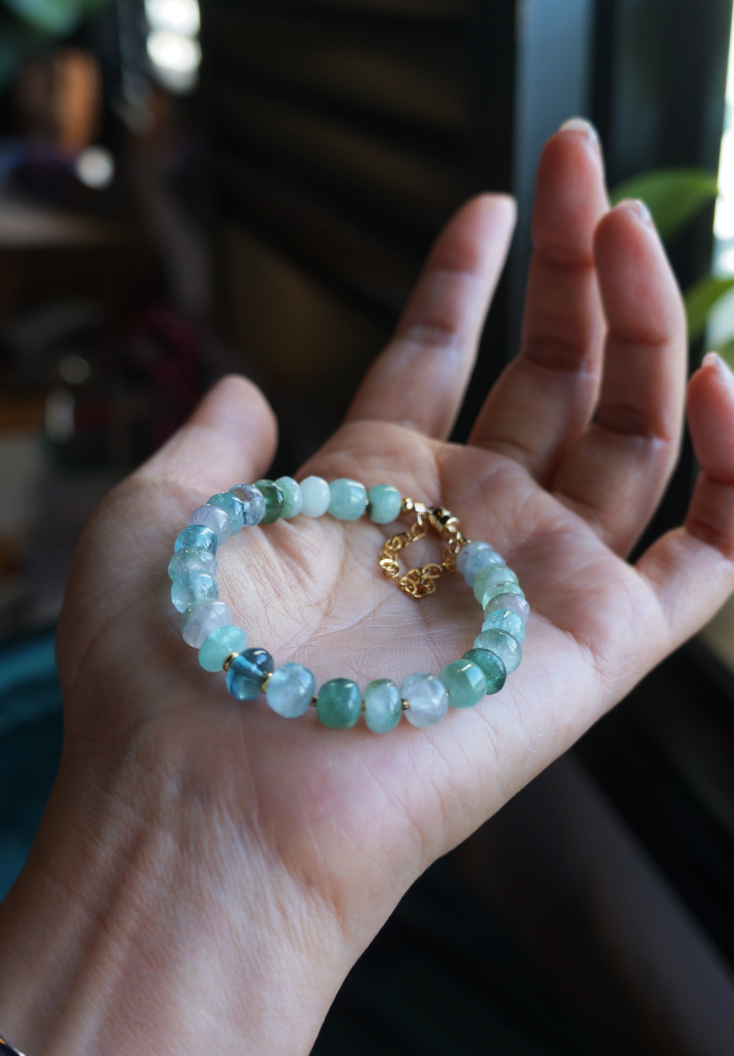 清新優雅｜阿富汗藍綠碧塔珠手鍊 E101601