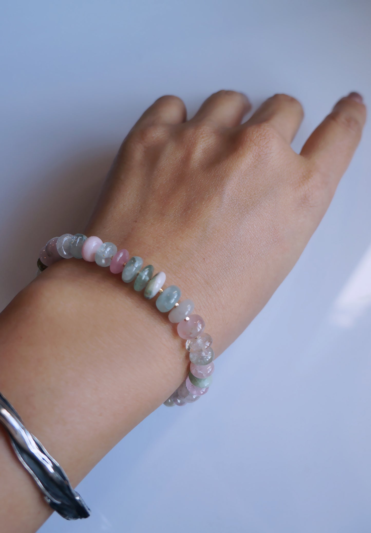 清新優雅｜阿富汗彩碧璽塔珠手鍊 E101602