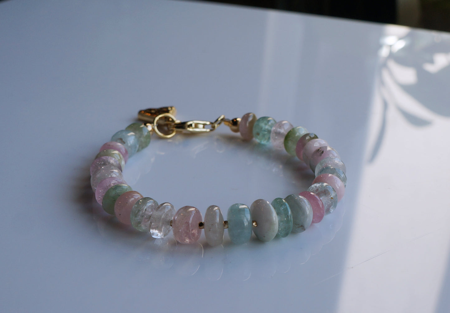 清新優雅｜阿富汗彩碧璽塔珠手鍊 E101602