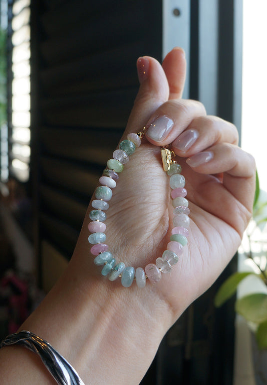 清新優雅｜阿富汗彩碧璽塔珠手鍊 E101602