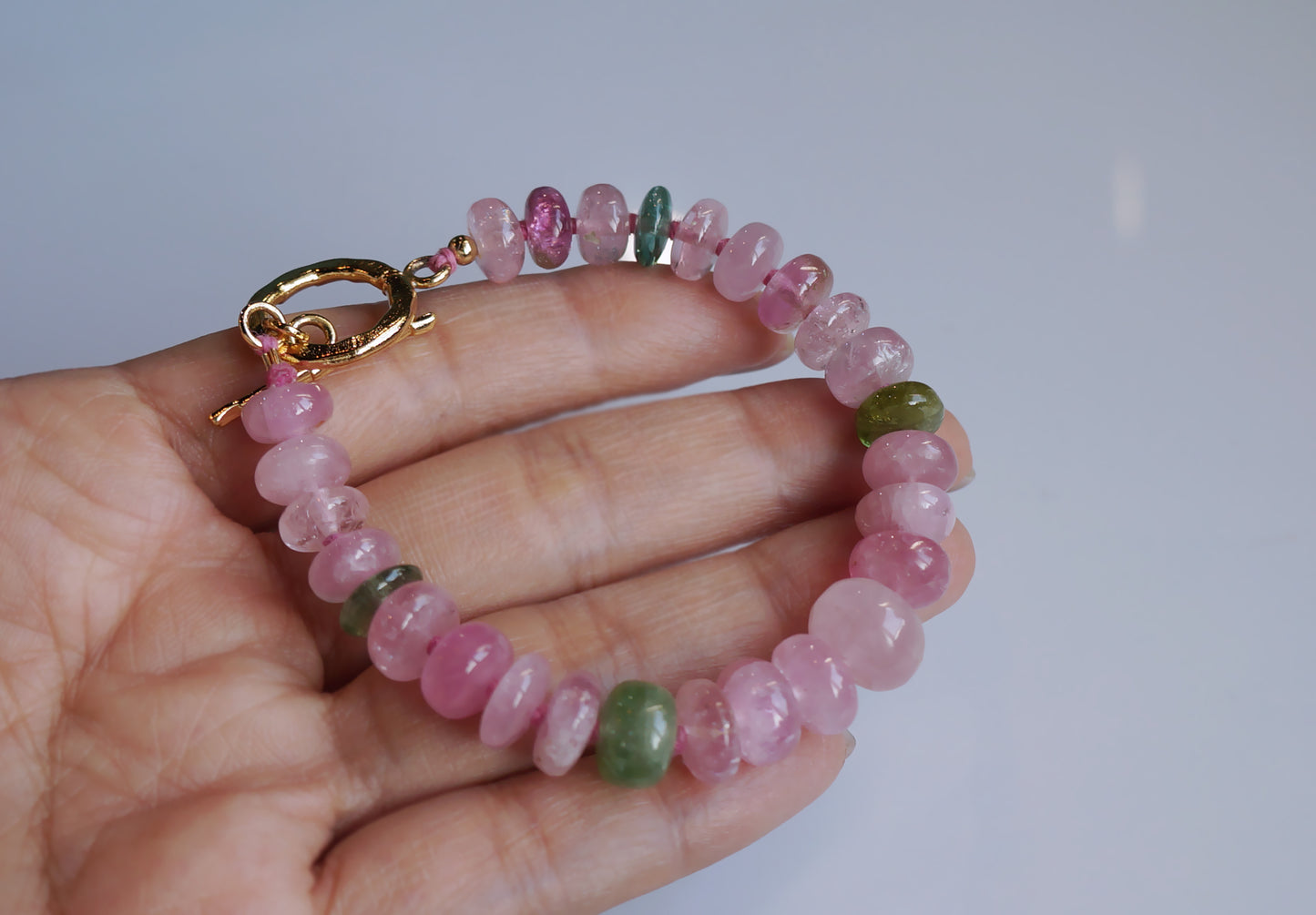 清新優雅｜阿富汗粉碧塔珠手鍊 E101603