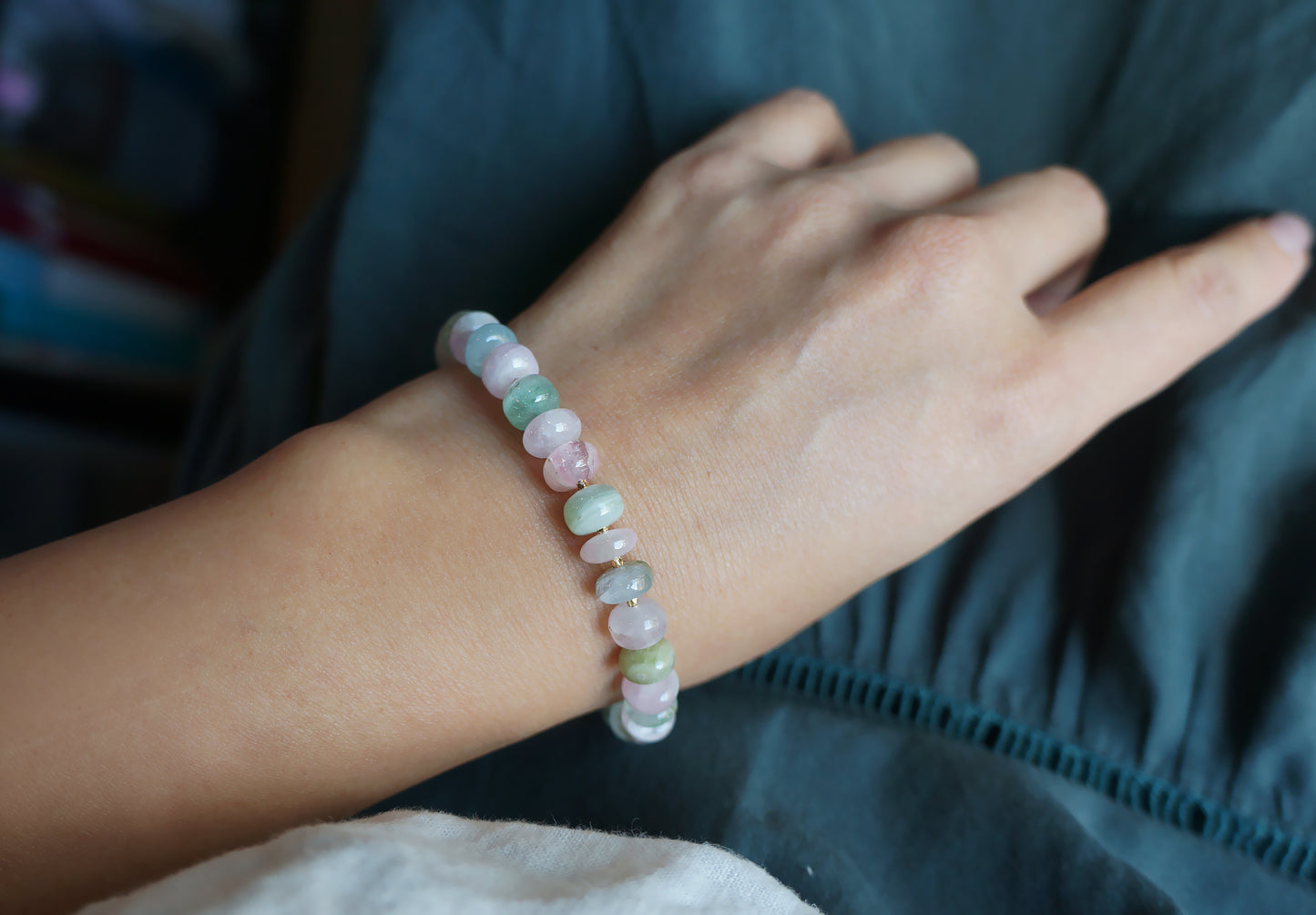 清新優雅｜阿富汗彩碧璽塔珠手鍊 E101604