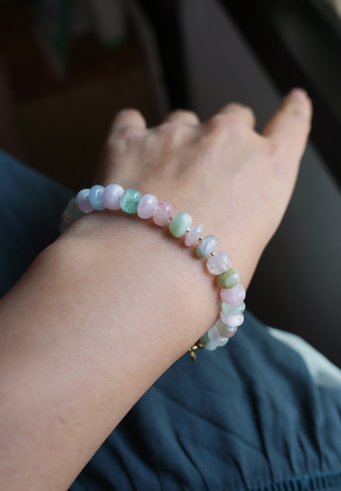 清新優雅｜阿富汗彩碧璽塔珠手鍊 E101604