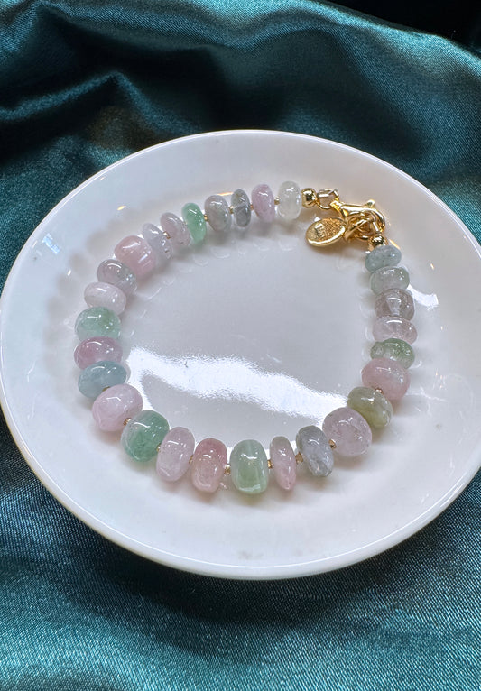 清新優雅｜阿富汗彩碧璽塔珠手鍊 E101604