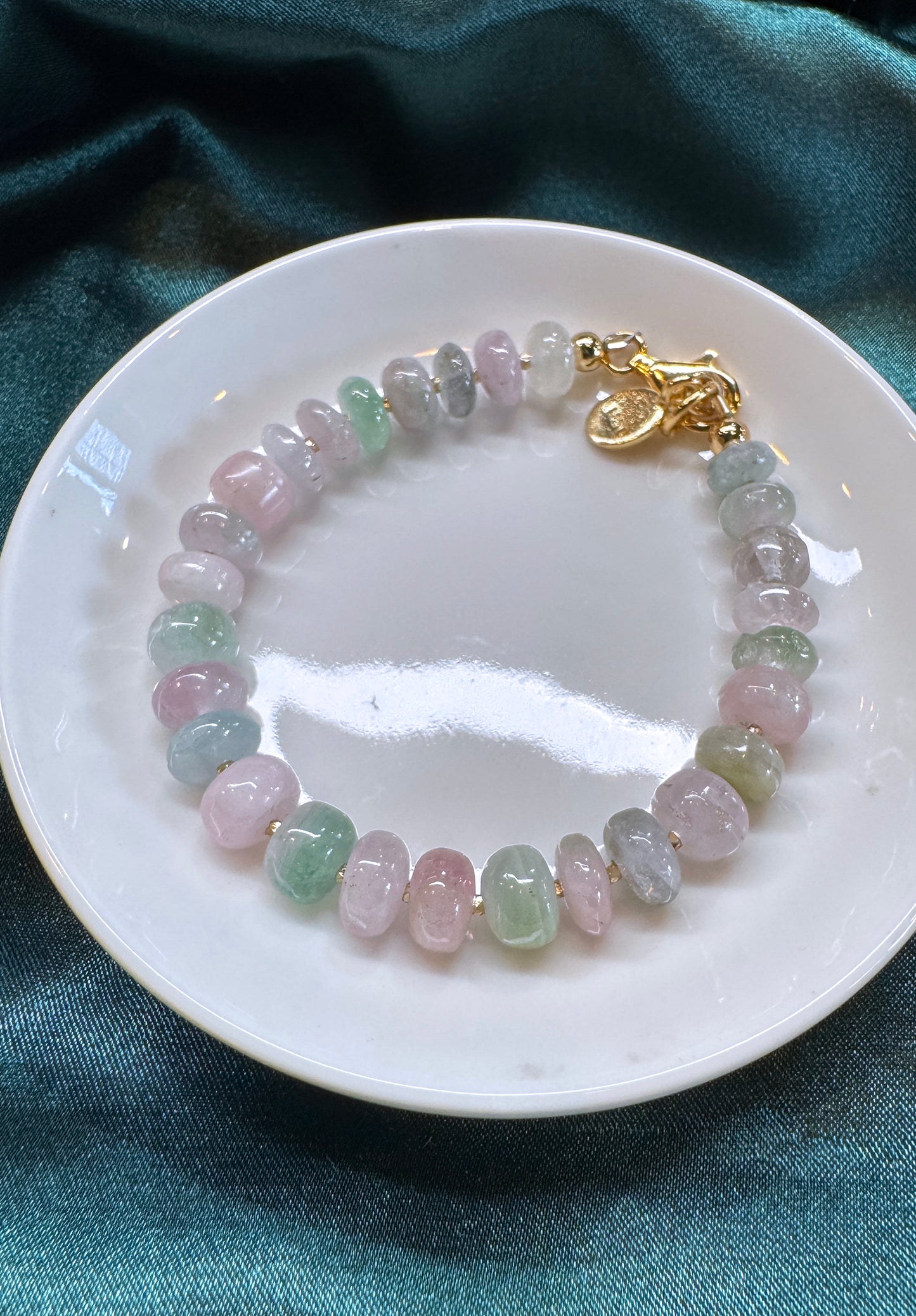 清新優雅｜阿富汗彩碧璽塔珠手鍊 E101604