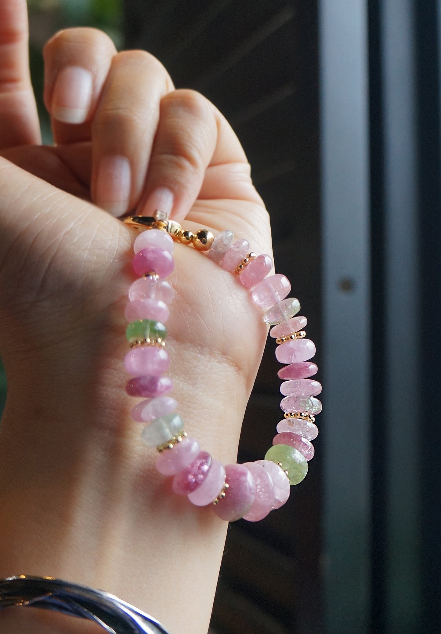 清新優雅｜阿富汗粉碧塔珠手鍊 E101605