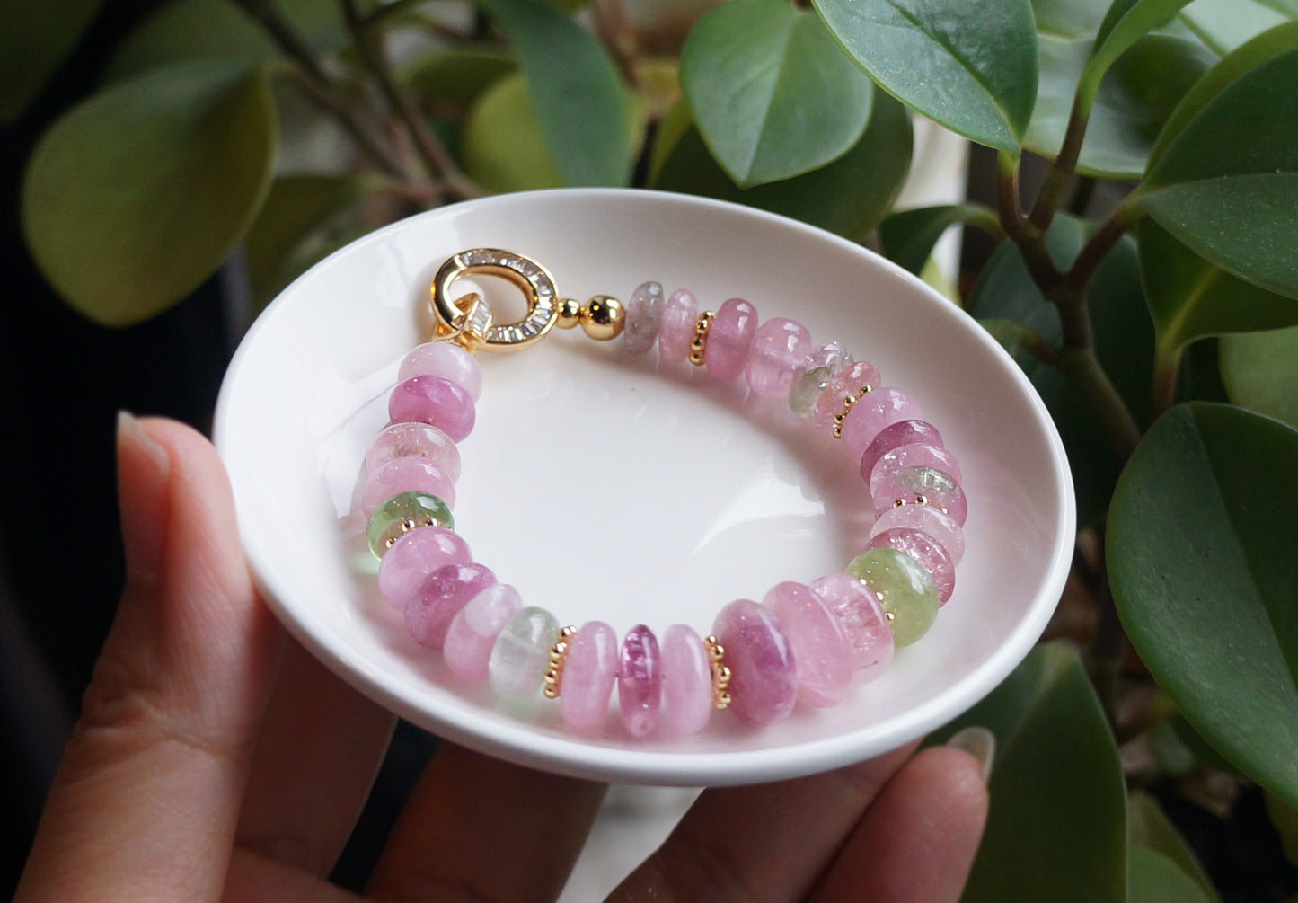 清新優雅｜阿富汗粉碧塔珠手鍊 E101605