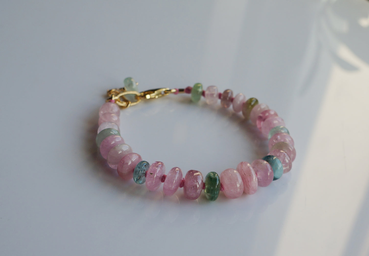 粉嫩優雅｜阿富汗粉碧塔珠手鍊 E101608