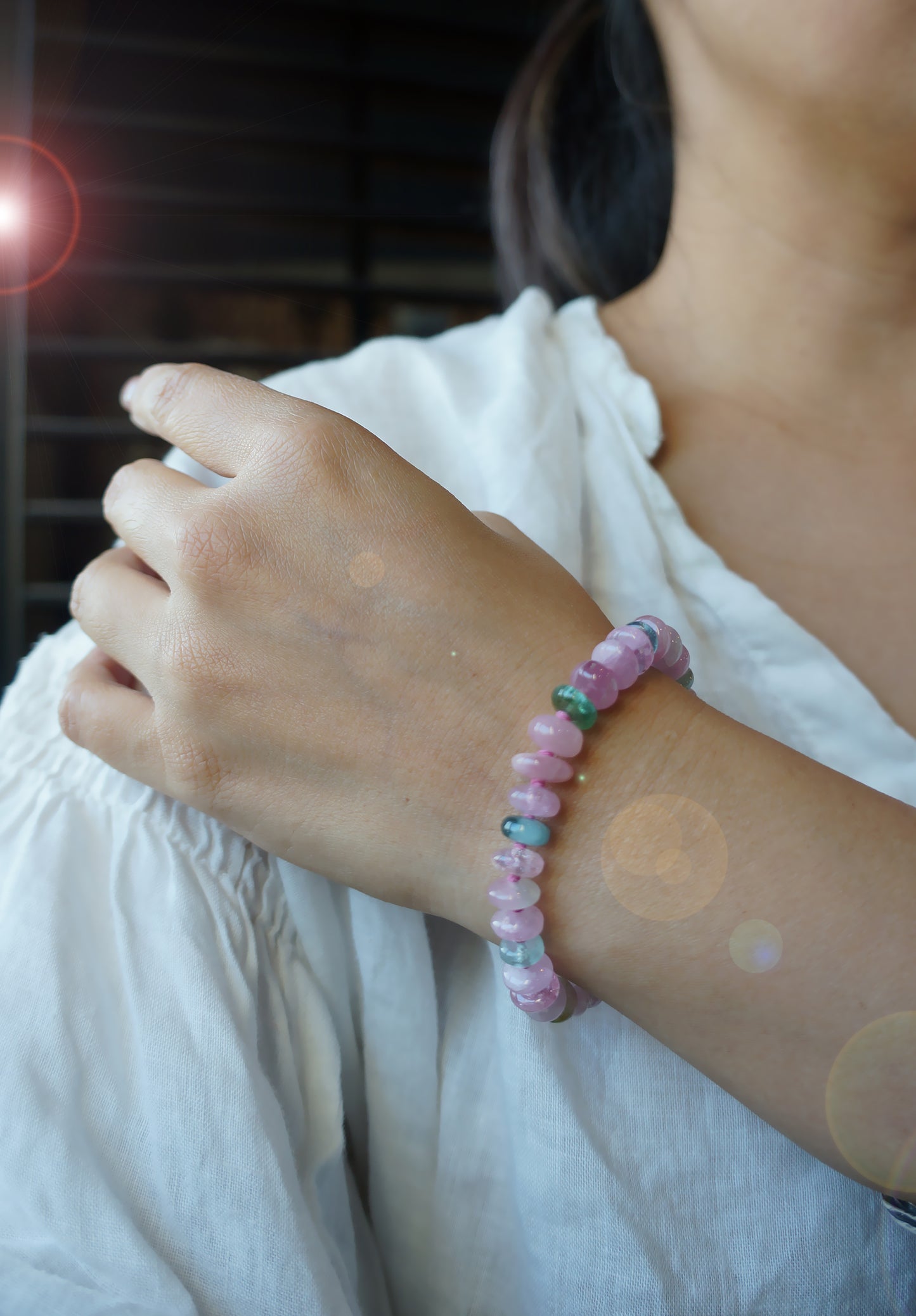 粉嫩優雅｜阿富汗粉碧塔珠手鍊 E101608