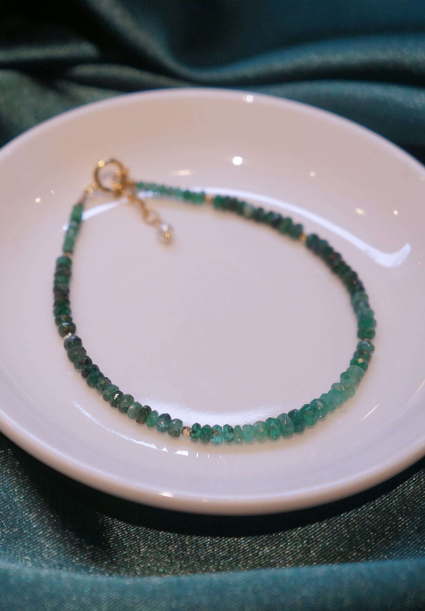 EMERALD｜深綠漸層色 祖母綠 細切手鏈 E111402