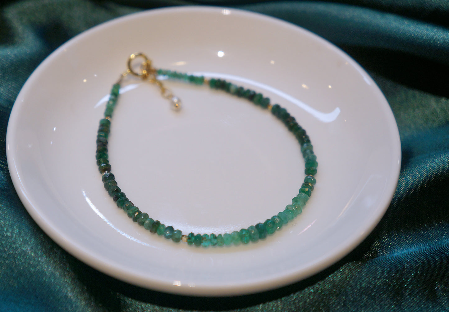 EMERALD｜深綠漸層色 祖母綠 細切手鏈 E111402