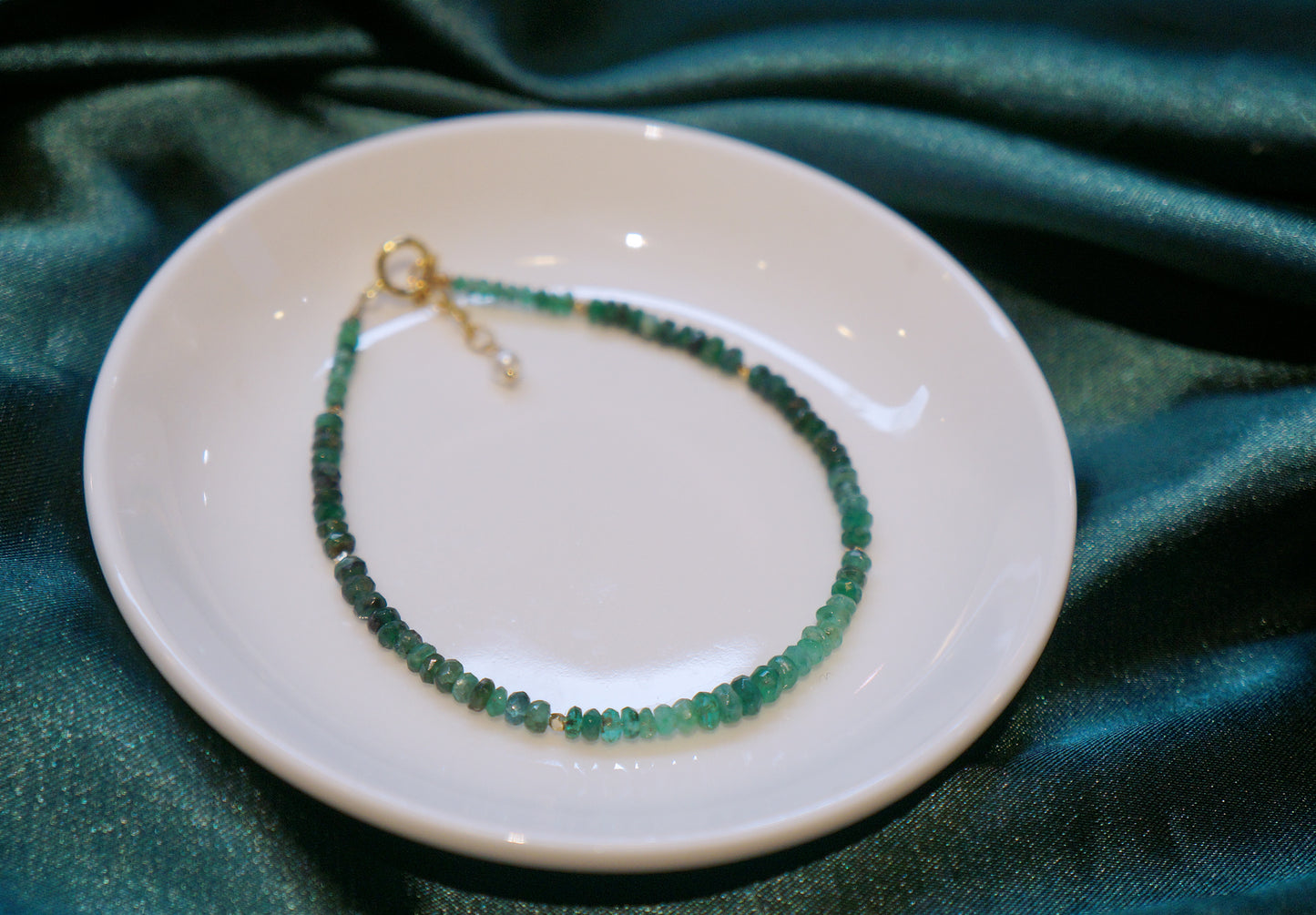 EMERALD｜深綠漸層色 祖母綠 細切手鏈 E111402